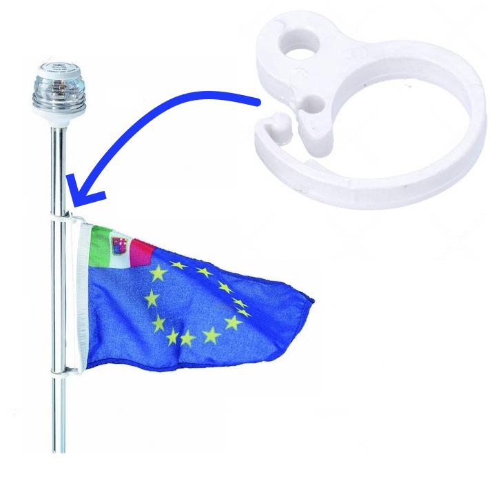 Anillas para fijación Bandera ABS - Conjunto de 2 anillas para fijar una bandera en cualquier asta o tubo de hasta 22 mm. Ideal para las luces con palo.