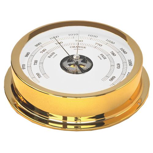 Barómetro Aneroide 175  - Base: 175 mm - Dial: 150 mm - Altura superior: 40 mm - Acabado de la caja Latón Dorado