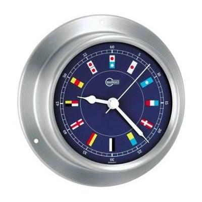 Reloj de Quarzo Barigo con banderas - Acero inoxidable satinado. Fondo Azul. Quarzo .Funciona con pila AA. Manecillas color Blanco
