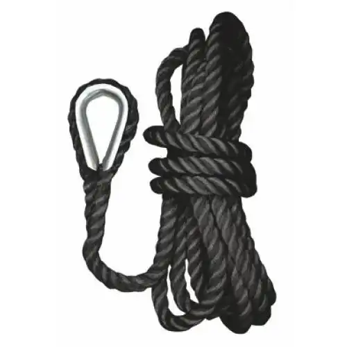 Cabo de fondeo de tres cordones con gaza y guardacabos.