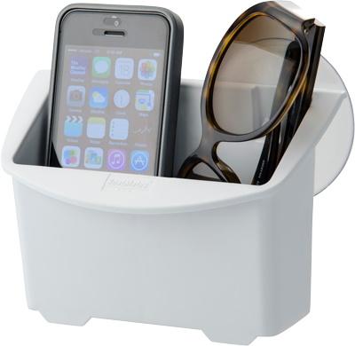 Caja para Smartphone Plus, con ventosas - Color Blanco - Se puede montar verticalmente, o en cualquier superficie plana y lisa, utilizando las ventosas Super Suction™ incluidas, o se puede montar con tornillos.