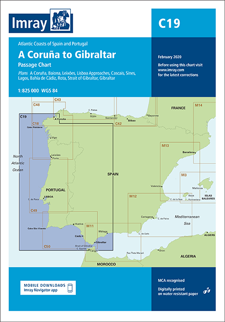 Carta Náutica Imray C19 Cabo Finisterre to Gibraltar Passage Chart