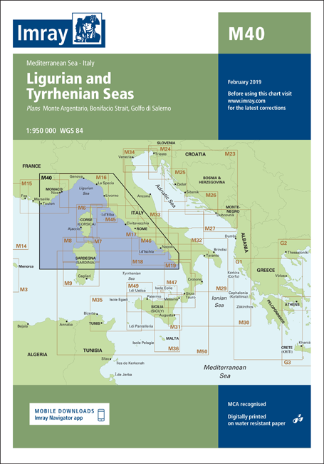 Carta Náutica Imray M40 - Ligurian and Tyrrhenian Seas