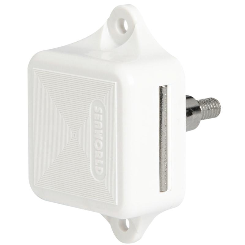 Cerradura tipo Pulsador Osculati - Caja en plástico blanco y Pulsador Plástico ABS cromado opcional