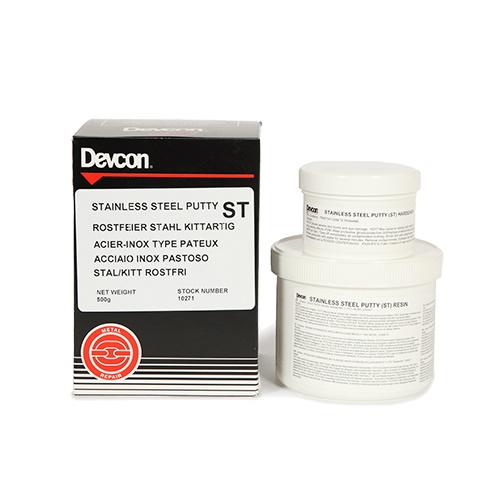 DEVCON Pasta de Acero Inox (ST) 500gr - DEVCON PASTA ACERO INOX (ST) es una pasta epoxi con carga metálica de acero inoxidable para trabajos de mantenimiento y reparaciones sin oxidación. 