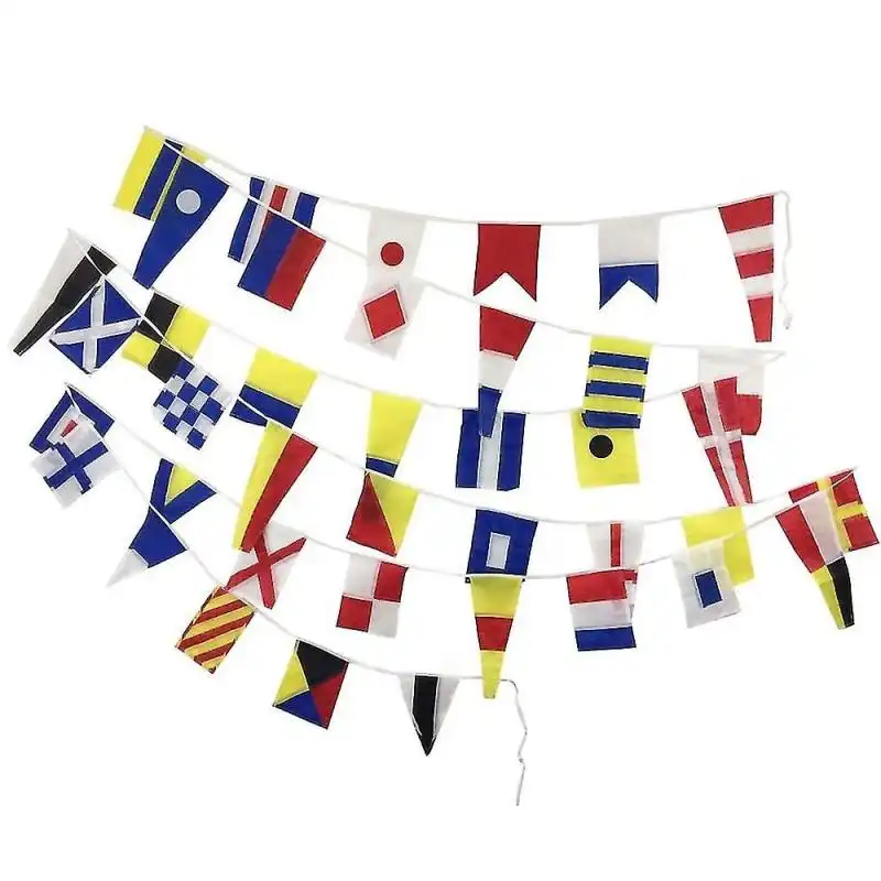 Guirnaldas de gallardetes y banderas de tela