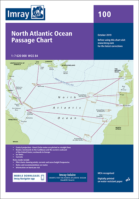 Imray Chart 100 North Atlantic Ocean Passage Chart - Carta náutica 100. Atlantic Routeing Chart.   Edición inglesa.   Escala 1: 7.620.000