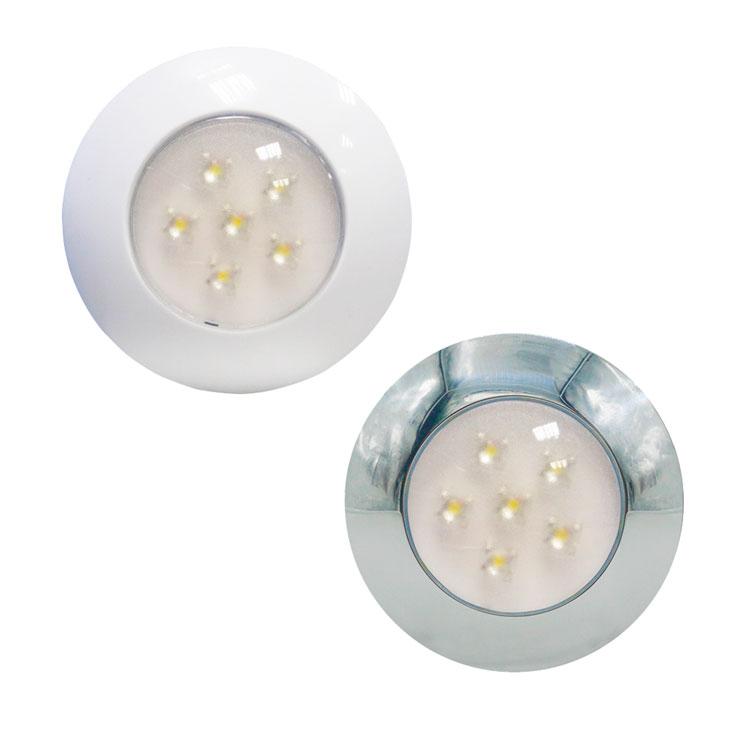 AquaLED Plafont Luz 6 LEDs 12/24v, Blanco - Carcasa de plástico en color blanco o cromado.