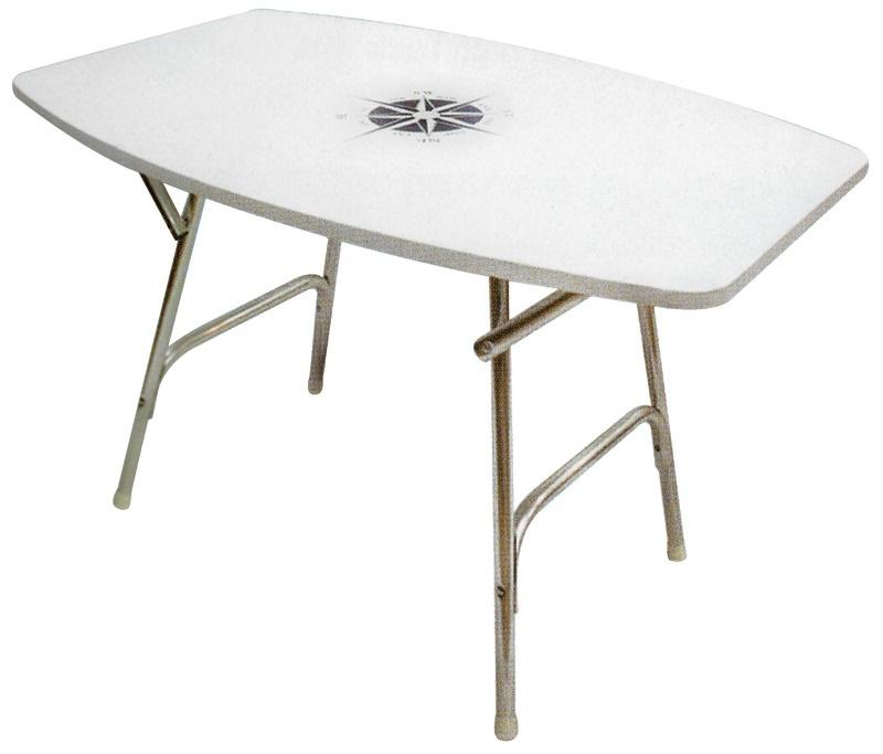 Mesa de cubierta plegable rectangular 95x60cm Altura 70cm - Marco de aluminio anodizado de Ø 25 mm, sobre de mesa VERZALIT blanco con decoración, grosor de 16 mm.