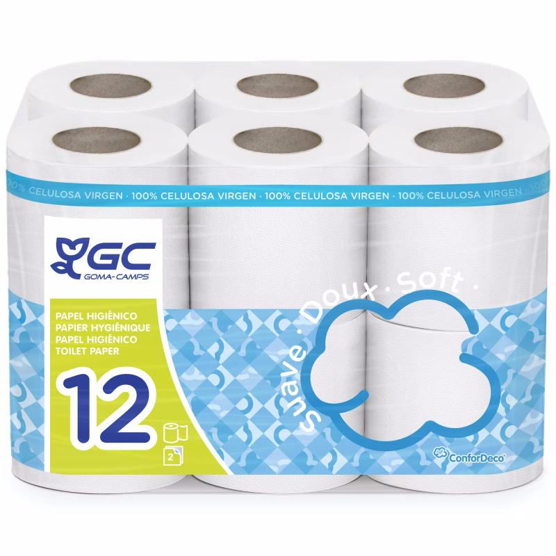 Papel Higienico Celulosa Virgen 12 Rollos - Papel WC higiénico de celulosa virgen 12 rollos de 14 m. c/u. 168 metros totales de papel de baño.