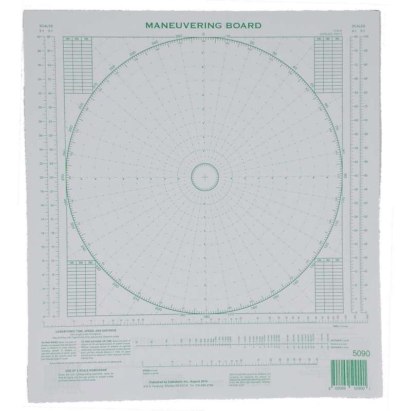 5090 Maneuvering Board - Rosa de Maniobras - Rosa de Maniobras para problemas de cinemática.   Edición Americana.   32.5 x 35.5 cm.   Impresas a doble cara. Cantidad minima 5 unidades