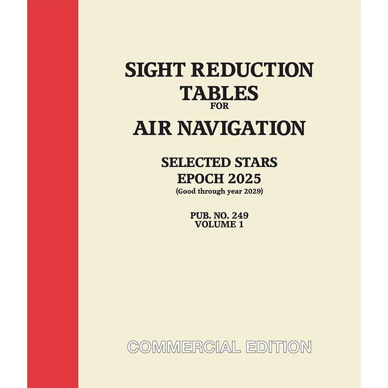 Sight Reduction Tables HO-249 Air Navigation Volume 1 Selected Stars – Epoch 2025 - Edición Comercial Americana, Epoca 2025 (Valida hasta el año 2029). These tables were designed for air navigation where weight and space are at a premium, however, they are very popular with sailors too due to the fact that Vol. 1 offers a speedier way to compute stars.