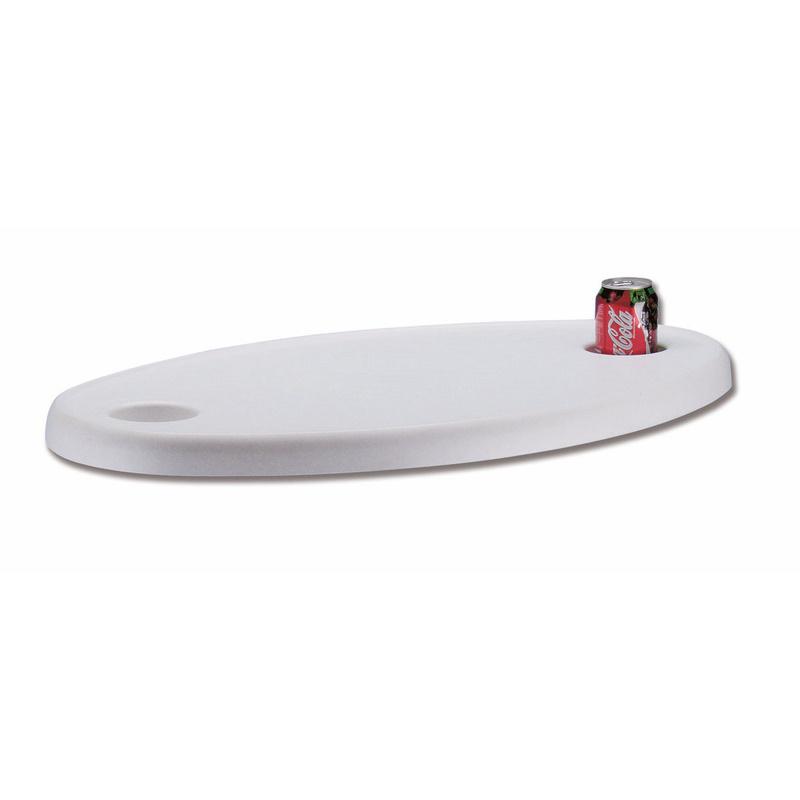 Tablero para Mesa con Posavasos  - Tapa de ABS blanco para mesa. Equipado con ranuras para tazas, botellas, vasos, etc. No incluye pie. Medida: 70x46cm