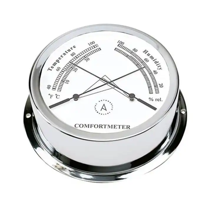 Termo-Higrometro Lat�n Cromado