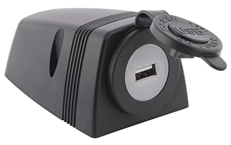 Toma USB + carcasa para instalacin en cubierta - Conector USB + cuerpo para montaje plano.