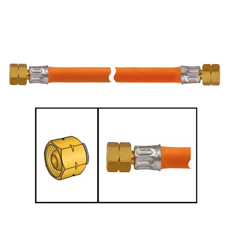 Manguera para Gas con conectores G 1/4 LH x G 1/4 LH 60,80 y 100 cm - Tramos disponibles 60, 80 y 100 cm . conexión doble rosca 1/4